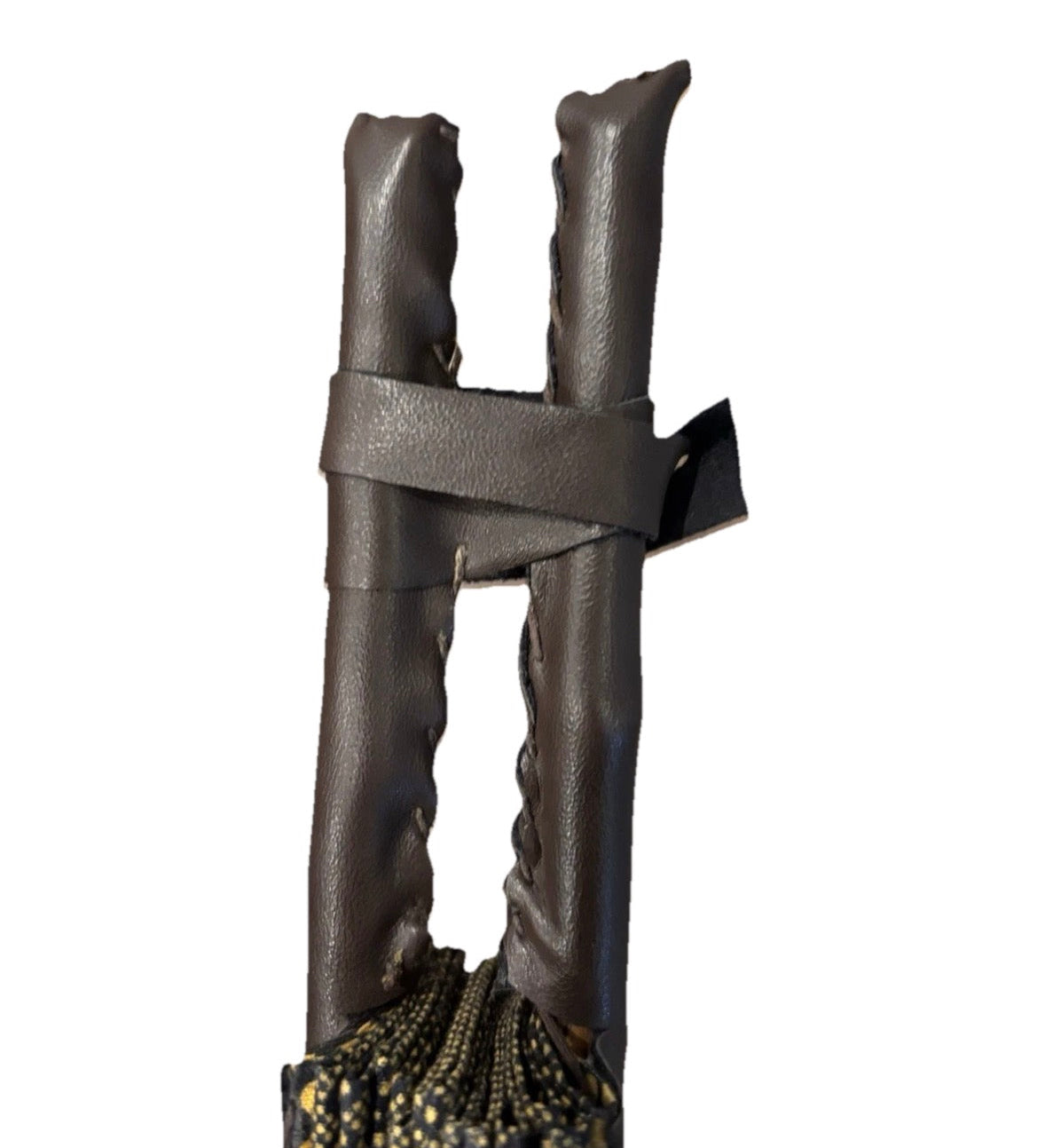 Handcrafted Leather Handle African vintage (Yoruba Tribe) Art Fan