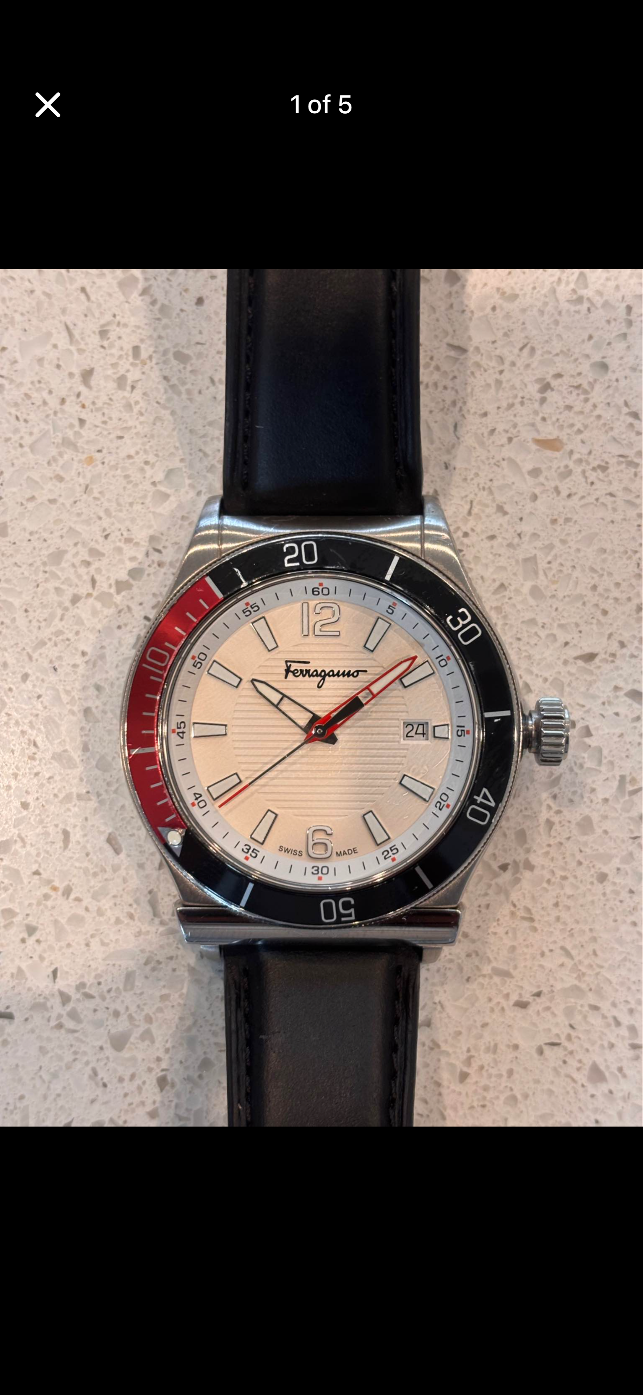 Pre-Owned Salvatore Ferragamo Men’s 44mm 1898 Sport Leather Watch