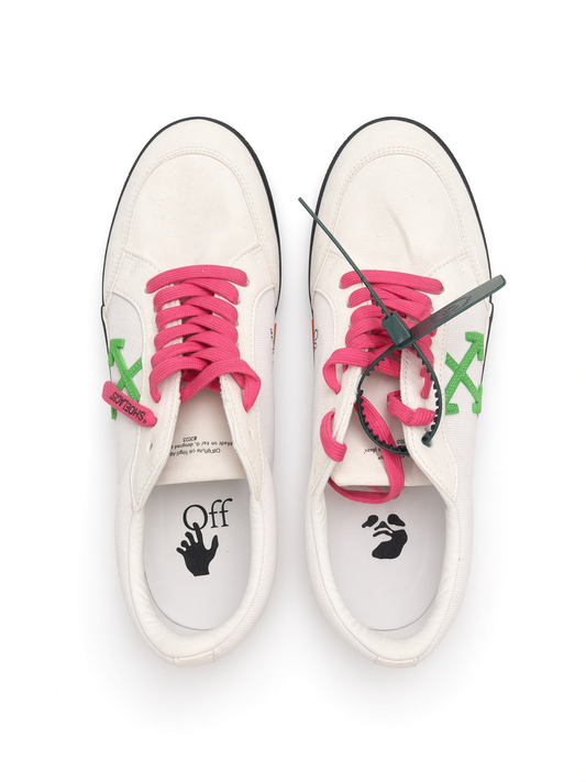 Off-White Low Vulcanized Canvas — White / Pink Arrow with Box