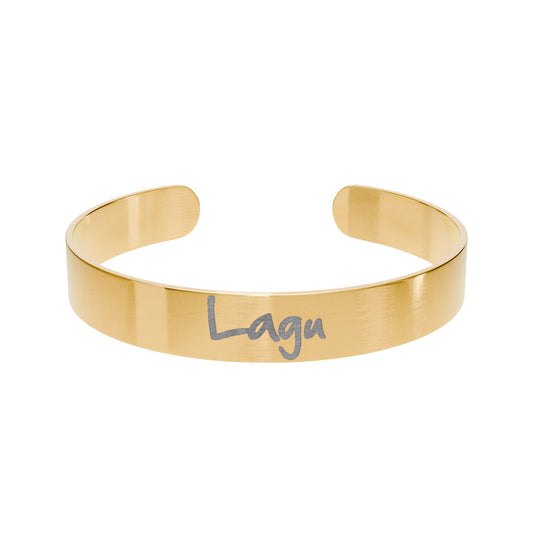 Personalized Engraved Gold Cuff Bracelet — Custom Name or Message