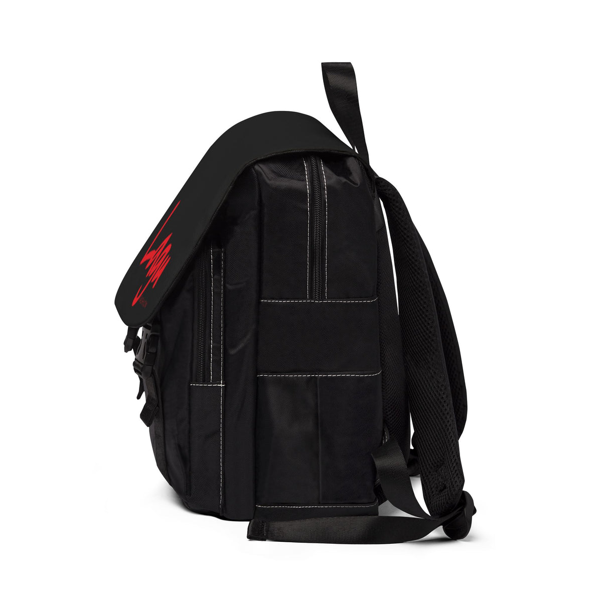 Lagu Fashion Casual Shoulder Backpack — White Flap Logo Daypack