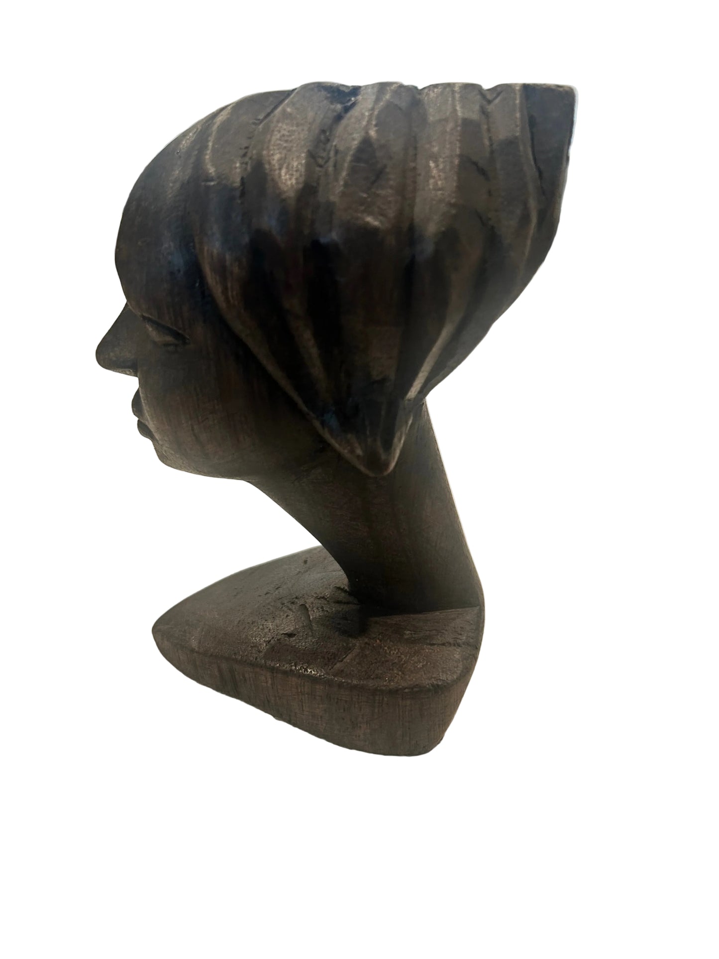 Hand-Carved Dark Wood Bust Sculpture Decorative Home Accent set (comes as pair)