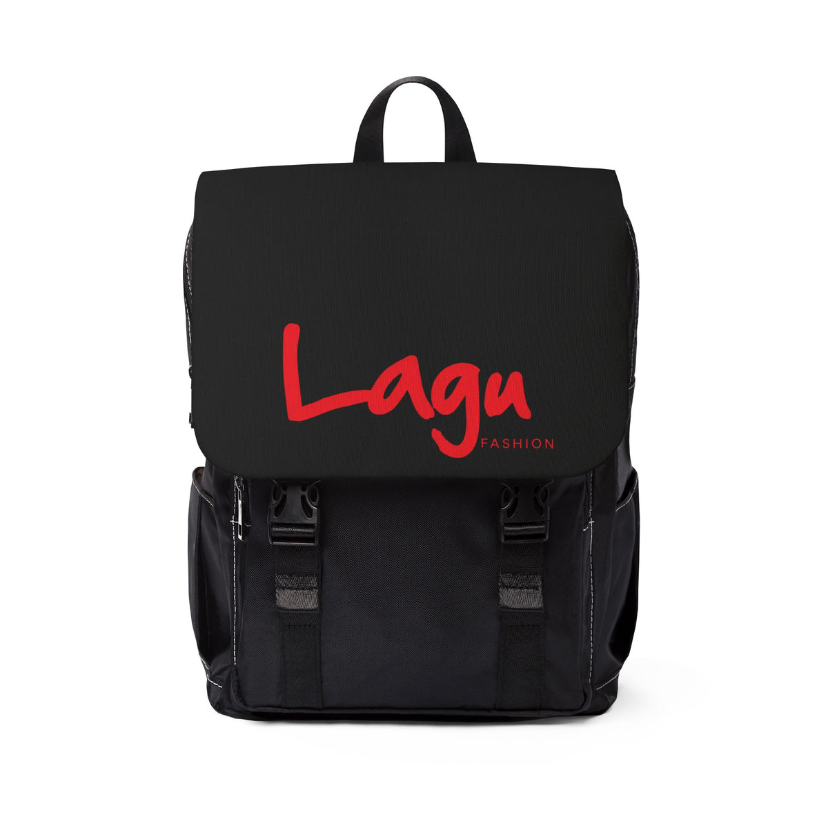 Lagu Fashion Casual Shoulder Backpack — White Flap Logo Daypack
