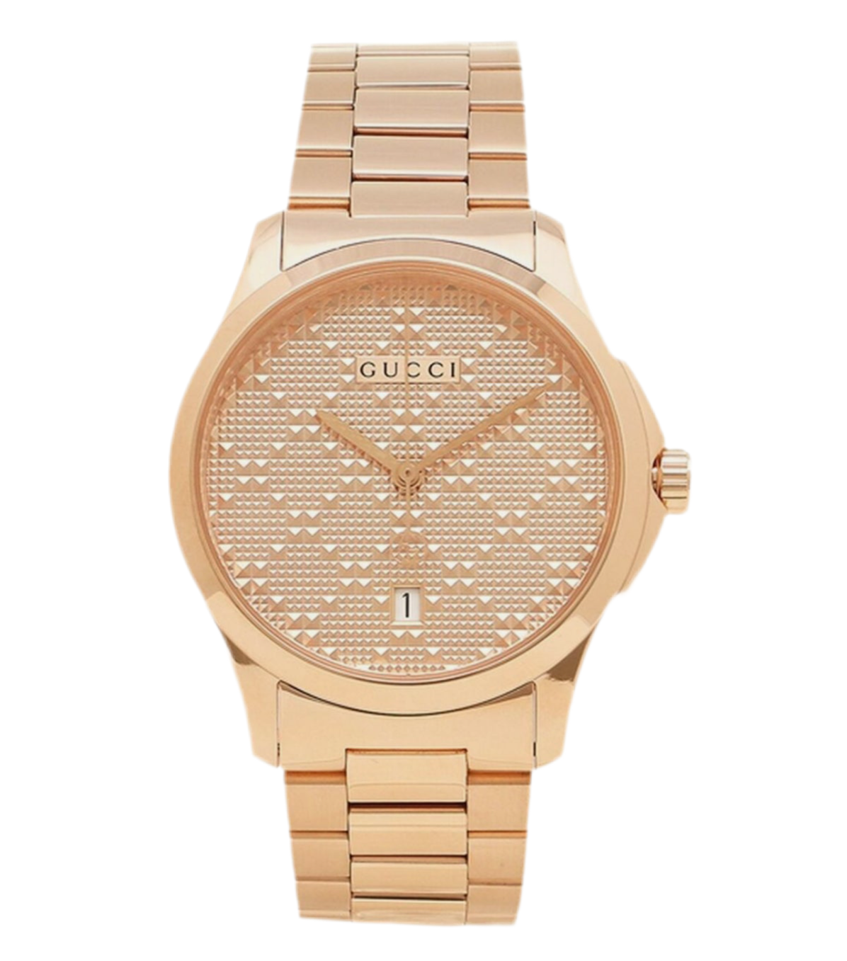 Gucci G-Timeless Men’s Rose Gold Dial Watch!