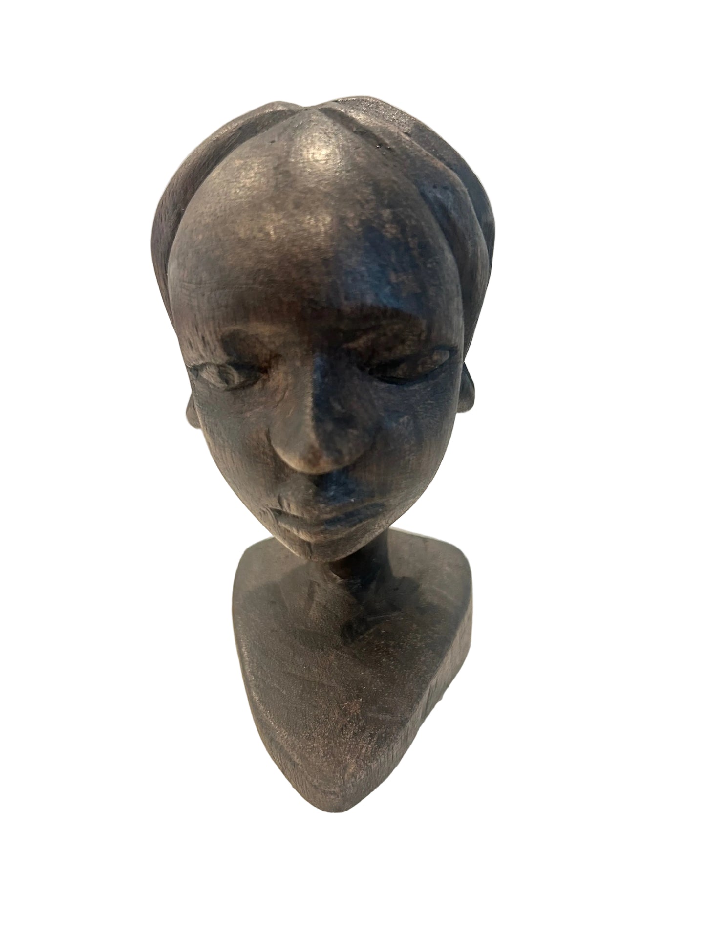 Hand-Carved Dark Wood Bust Sculpture Decorative Home Accent set (comes as pair)