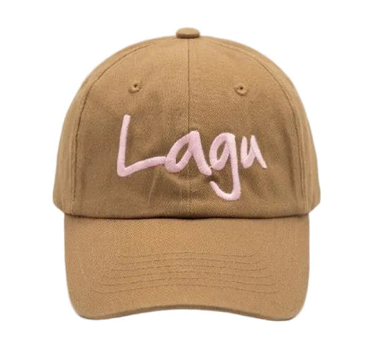 Lagu™️ Signature Embroidered Dad Hat-Tan/Pink
