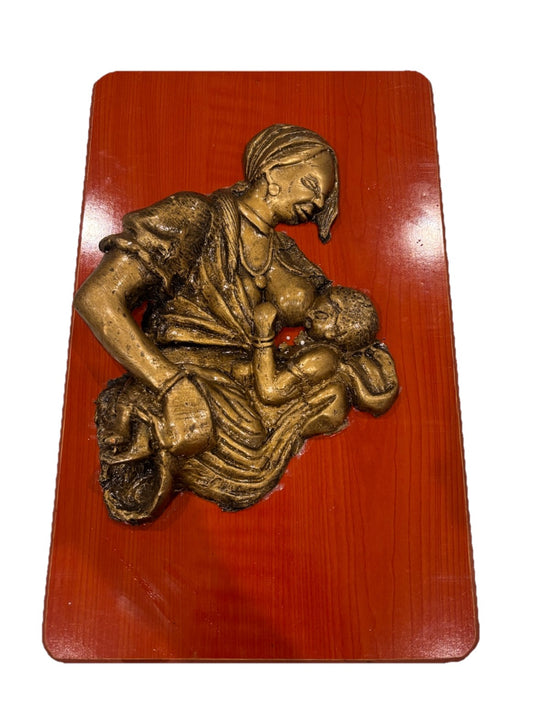 Handcrafted Mother & Child Relief Sculpture