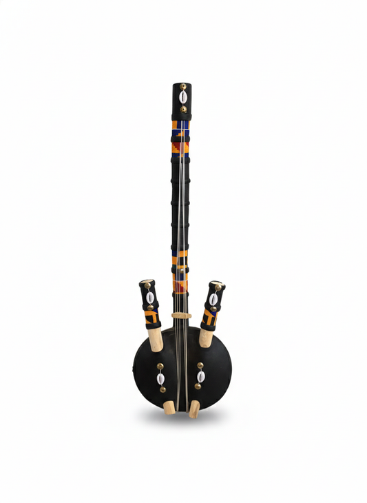 Hand crafted and painted Antique African Guitar Sculpture!