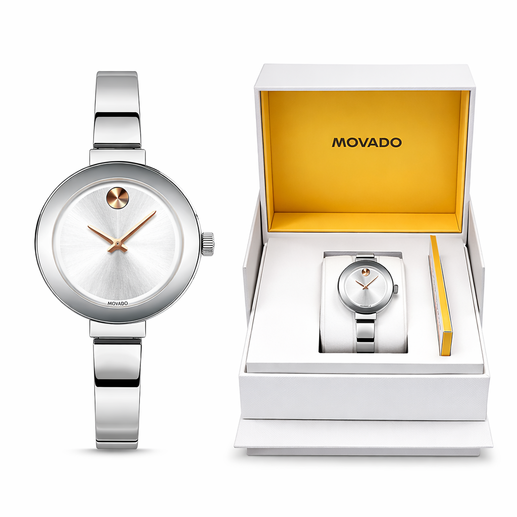 Movado Silver Stainless Steel Bracelet Women's Wristwatch