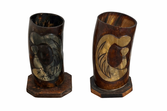 Luxury African Artisan Horn Décor (Sold as set pair)