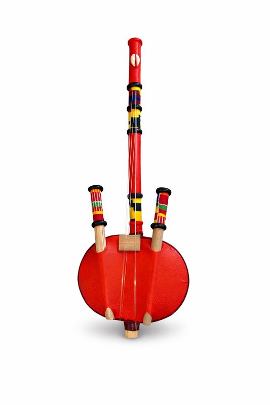 Hand Crafted & Painted Authentic Antique African Guitar Sculpture!